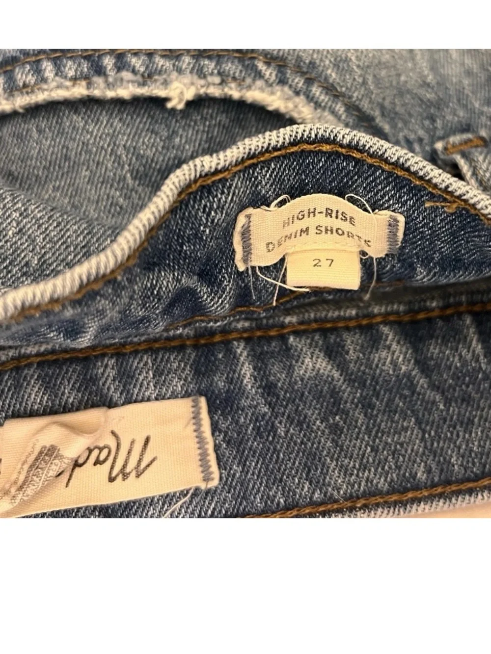 Madewell High Rise Distressed Raw Hem Jean Shorts Sz 27